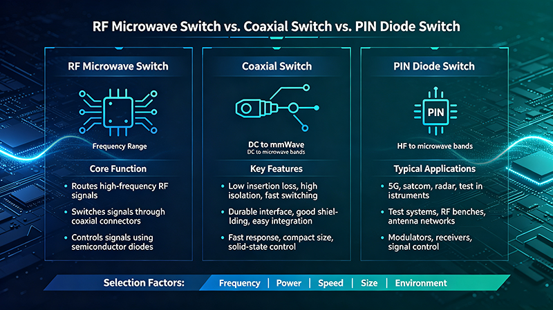 RF Microwave vs Coaxial vs PIN Diode Switches