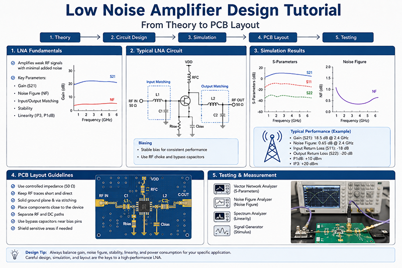 Low Noise Amplifier Design Tutorial: From Theory to PCB Layout