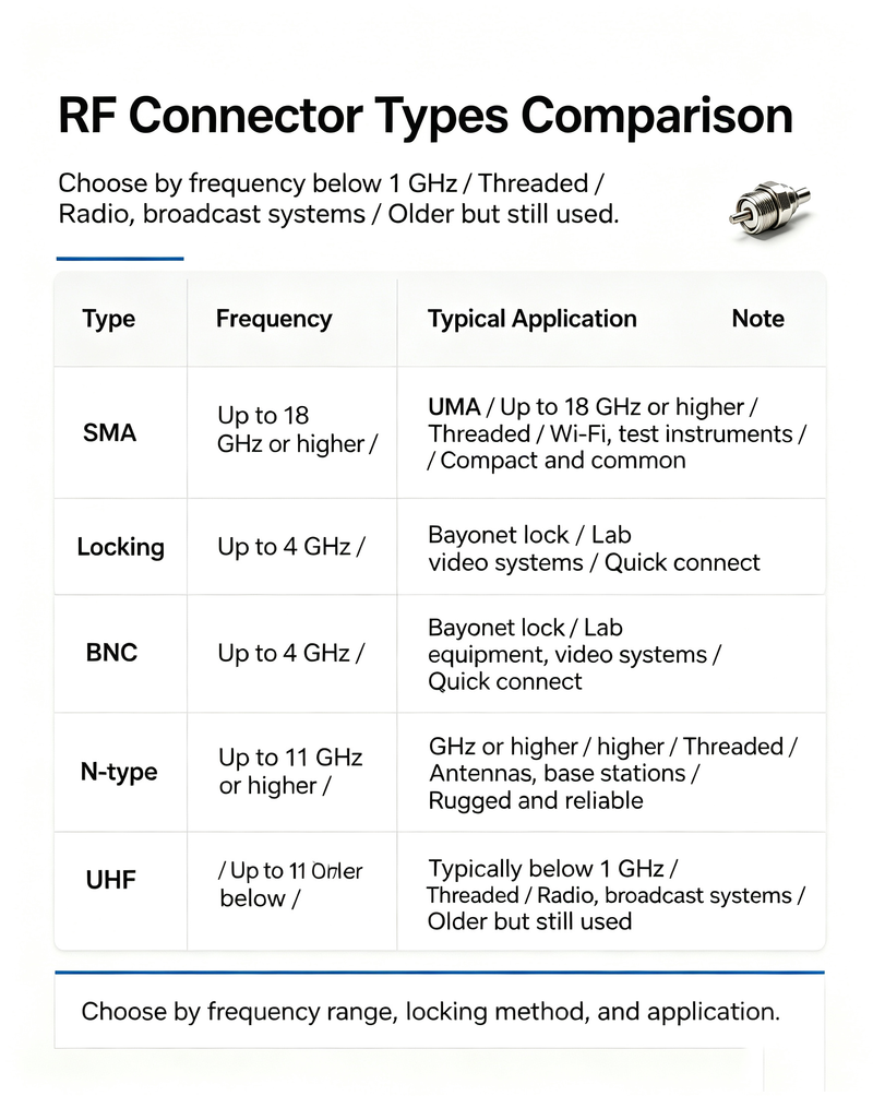 RF Connector Types Comparison