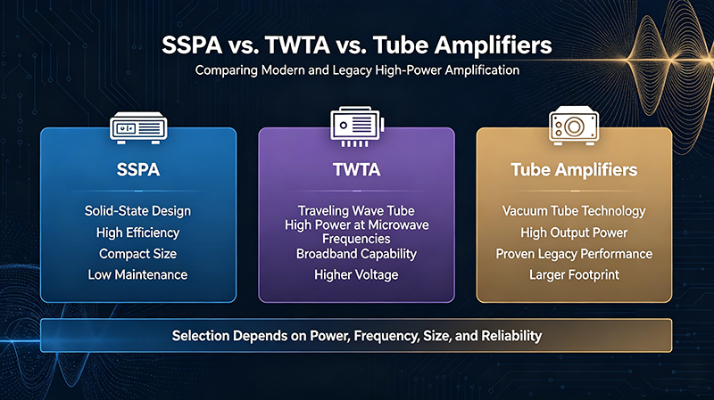 SSPA vs. TWTA vs. Tube Amplifiers