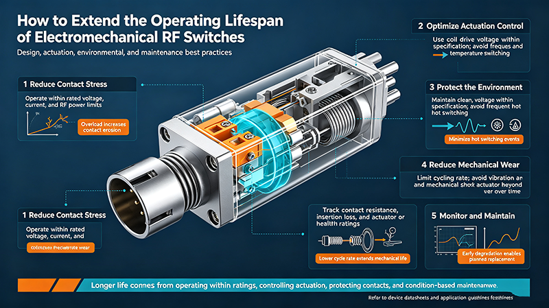 How to Extend the Operating Lifespan of Electromechanical RF Switches