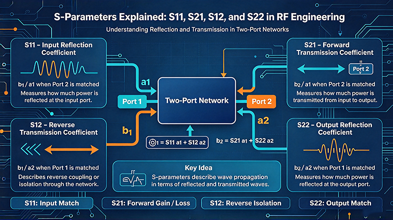 S-Parameters Explained: S11, S21, S12, and S22 in RF Engineering